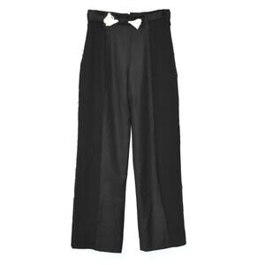 B0 RODARTE Black Wool Mohair Cashmere Feather Contrast Panel Trouser Pants Sz 10